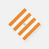 Serviette En Papier Bande de cabane orange et monogramme Turquoise per (Coin)