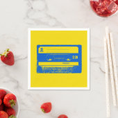 Serviette En Papier Bande de cassette bleu et jaune rétro (En situation)