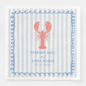 Serviette En Papier Bande de homard Mariage nautique Napkin (Devant)
