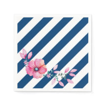 Bande de marine et Napkin rose floral