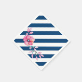 Serviette En Papier Bande de marine et Napkin rose floral (Coin)