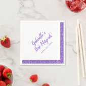 Serviette En Papier Bande de Parties scintillant violette Bat mitzvah  (En situation)
