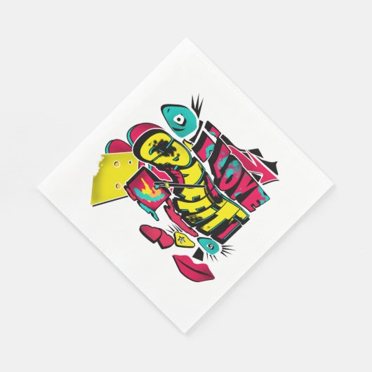 Serviette En Papier bande dessinée Abstraite style graffiti grunge urb (Coin)