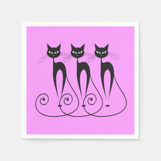 Serviette En Papier Bande dessinée de chat noir (Devant)