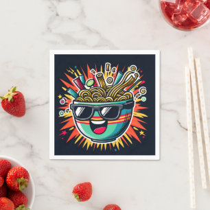 Serviette En Papier Bande dessinée de nouilles ramen mignon drôle
