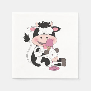 Serviette En Papier Bande dessinée mignonne de vache à bébé avec s