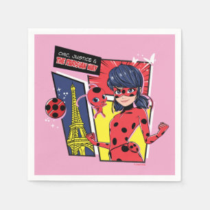 Serviette En Papier Bande dessinée Miraculaire Ladybug Parisienne