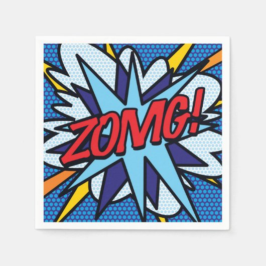 Serviette En Papier Bande dessinée rétro amusante ZOMG (Devant)