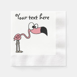 Serviette En Papier Bande dessinée rose drôle d'oiseau de Flamant ro