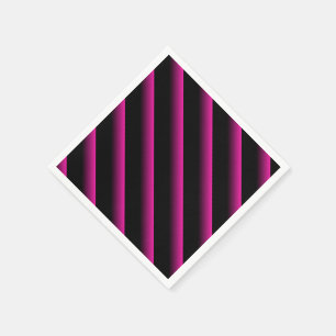 Serviette En Papier Bande diagonale noire et rose chaud