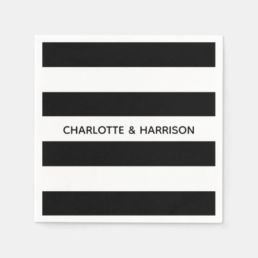Serviette En Papier Bande moderne noir et blanc rayures audacieuses no (Devant)