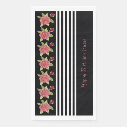 Serviette En Papier Bande Noire Et Blanche Moderne (Devant)