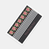 Serviette En Papier Bande Noire Et Blanche Moderne (Coin)