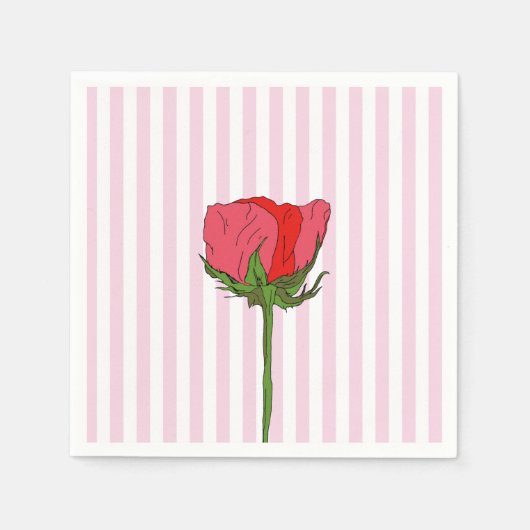 Serviette En Papier Bande rose rose (Devant)
