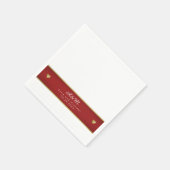 Serviette En Papier Bande rouge monogramme chic sur mariage blanc (Coin)