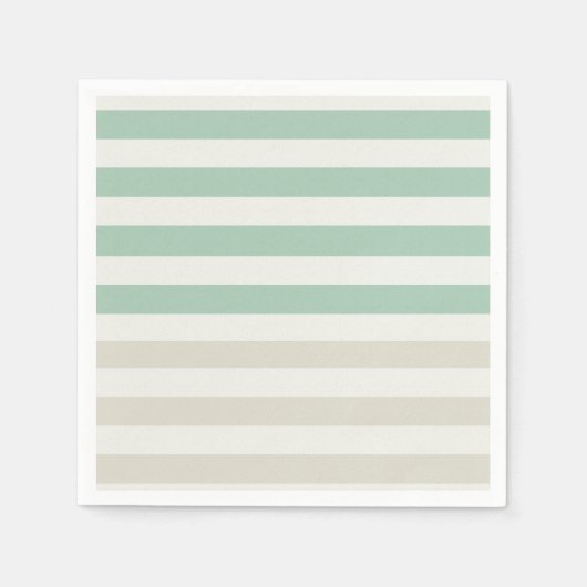 Serviette En Papier Bandes à la menthe, pâles et blanches (Devant)