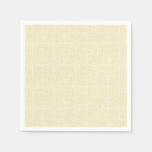 Serviette En Papier Bandes à rouleaux d'encre jaune sur blanc (Devant)
