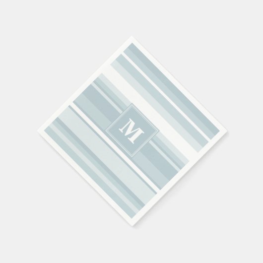 Serviette En Papier Bandes bleu glace monogramme (Coin)
