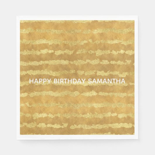 Serviette En Papier Bandes brillantes d'or (Devant)