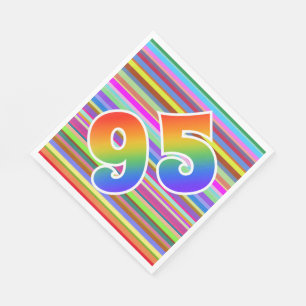Serviette En Papier Bandes Colorées + Motif Arc-en-Ciel "95" Événement