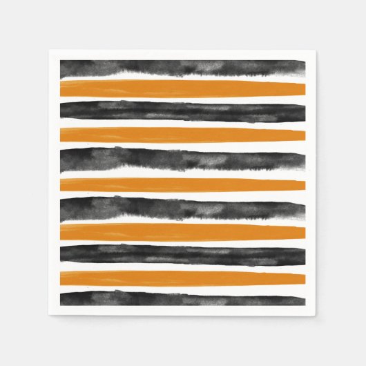 Serviette En Papier Bandes d'aquarelle d'Halloween noir et orange (Devant)