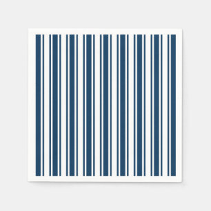 Serviette En Papier Bandes de bonbons bleu et blanc marine