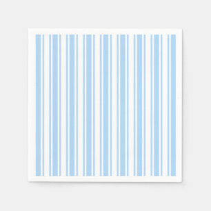 Serviette En Papier Bandes de bonbons bleu pâle et blanc