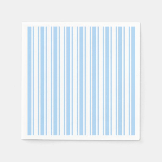 Serviette En Papier Bandes de bonbons bleu pâle et blanc (Devant)