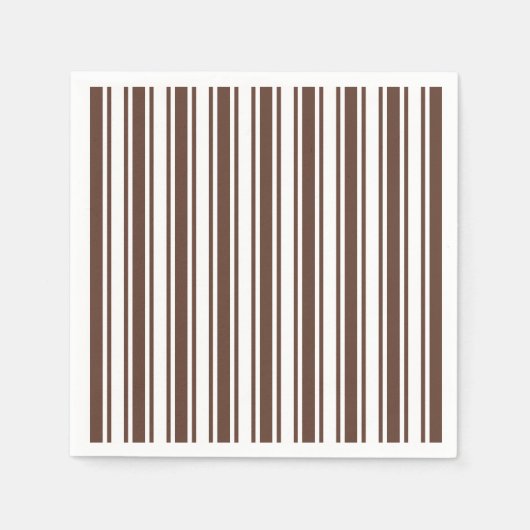 Serviette En Papier Bandes de bonbons brun et blanc chocolat (Devant)