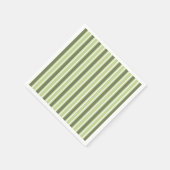 Serviette En Papier Bandes de bonbons d'olive et blanc (Coin)