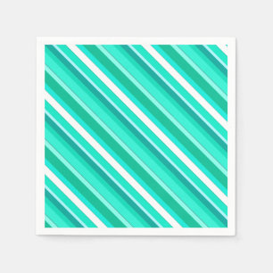 Serviette En Papier Bandes de bonbons en couches - turquoise et blanch