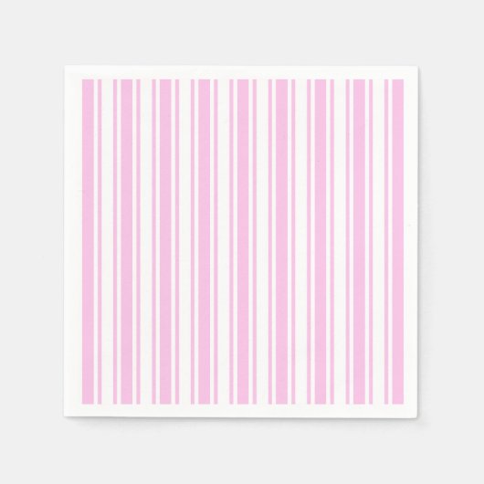 Serviette En Papier Bandes de bonbons rose clair et blanc (Devant)