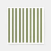 Serviette En Papier Bandes de bonbons vert olive et blanc (Devant)