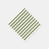 Serviette En Papier Bandes de bonbons vert olive et blanc (Coin)