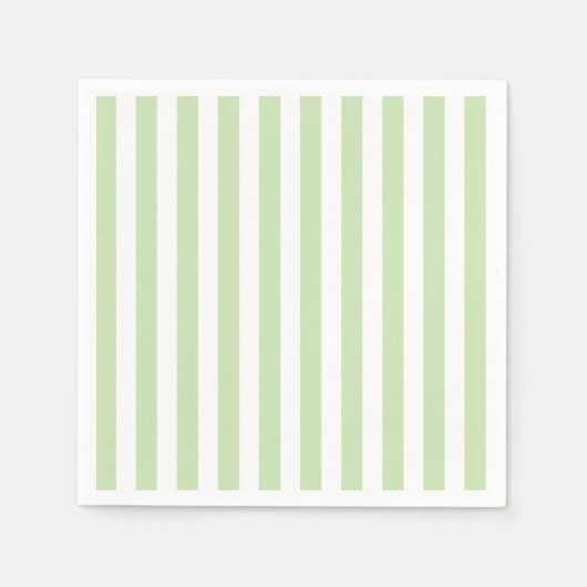 Serviette En Papier Bandes de bonbons vert pâle et blanc (Devant)