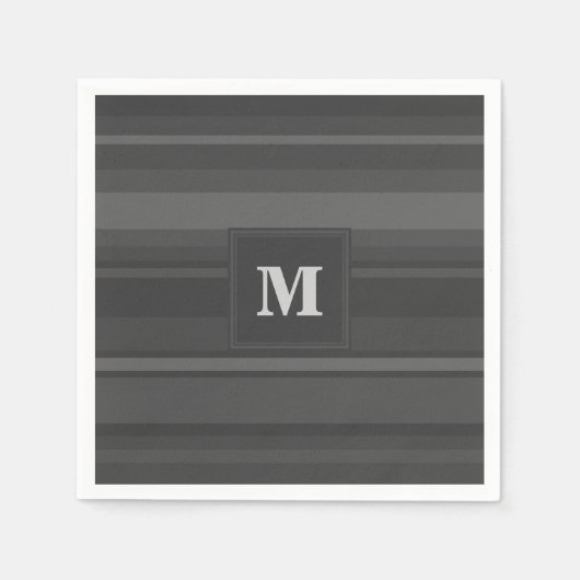 Serviette En Papier Bandes de charbon de monogramme (Devant)