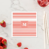 Serviette En Papier Bandes de corail monogramme (En situation)