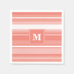 Serviette En Papier Bandes de corail monogramme