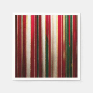 Serviette En Papier Bandes de couleurs de Noël Rouge Vert Blanc Or