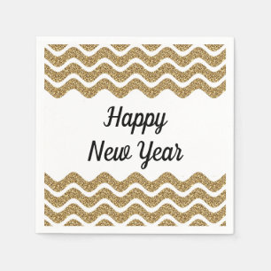 Serviette En Papier Bandes de paillettes dorées élégantes Bonne année