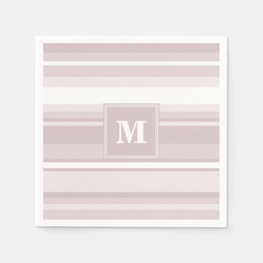 Serviette En Papier Bandes de quartz roses monogrammes (Devant)