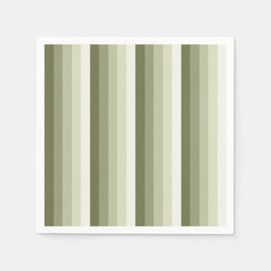 Serviette En Papier Bandes d'ombre vert olive (Devant)