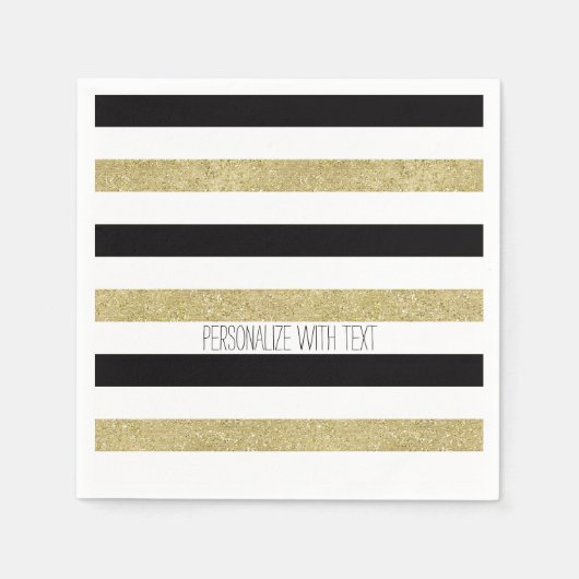 Serviette En Papier Bandes d'or et de noir (Devant)