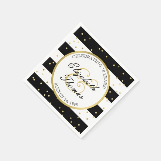 Serviette En Papier Bandes étincelantes | 70e fête du Mariage (Coin)