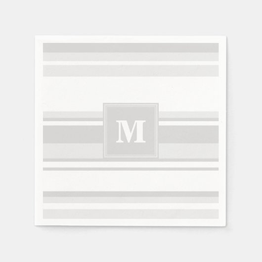Serviette En Papier Bandes gris clair monogrammes (Devant)