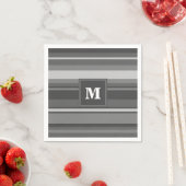 Serviette En Papier Bandes gris monogramme (En situation)