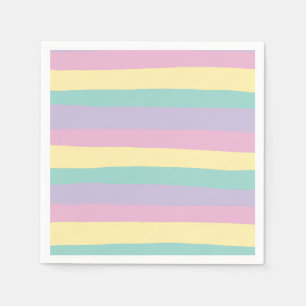 Serviette En Papier Bandes Inégales Pink, Jaune, Violet & Vert