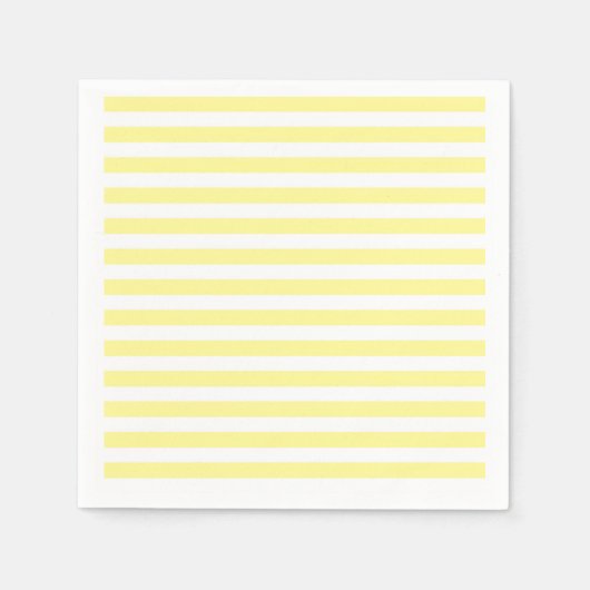 Serviette En Papier Bandes jaune pâle et blanc (Devant)