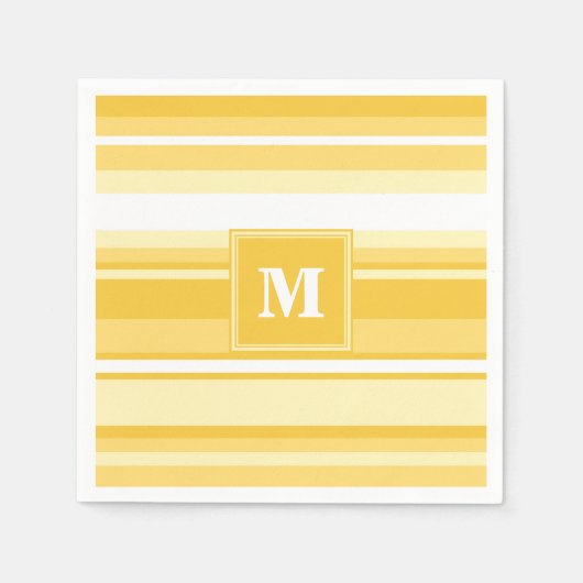 Serviette En Papier Bandes jaunes monogrammes (Devant)
