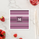 Serviette En Papier Bandes mauve monogrammes (En situation)